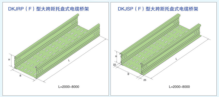 大跨距托盤式電纜橋架DKJRP(F) 和 DKJSP(F)型號(hào)